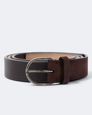 Giorgio Armani Leather And Suede Belt - Brown