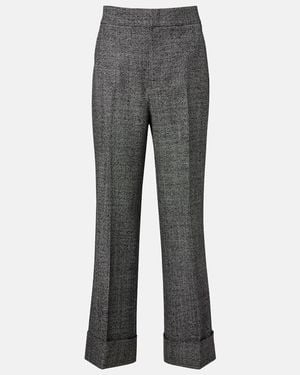 Gucci Pantalones Rectos De Lana De Tiro Alto - Gris