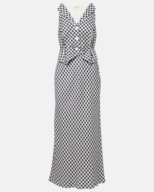 RIXO London Kimmy Checked Maxi Dress - Grey