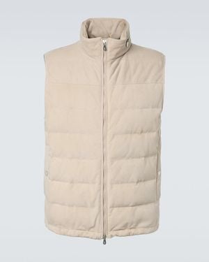 Brunello Cucinelli Suede Down Vest - Natural