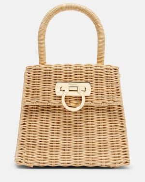 Ferragamo Kleine Tasche Aus Weidengeflecht - Natur