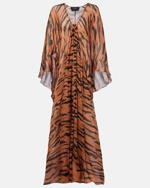 Adriana Degreas X Sabine Getty Printed Silk Kaftan - Brown