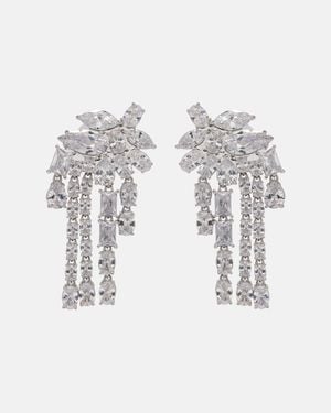 Self-Portrait Crystal-Embellished Drop Earrings - White