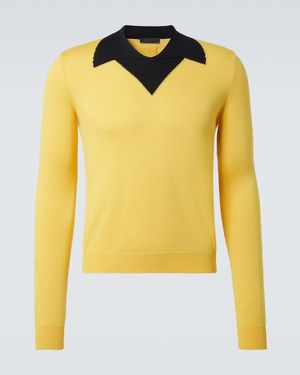 Prada Trompe L'Oil Virgin Wool Jumper - Yellow