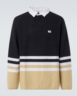 Wales Bonner Cypher Striped Wool Polo Jumper - Blue