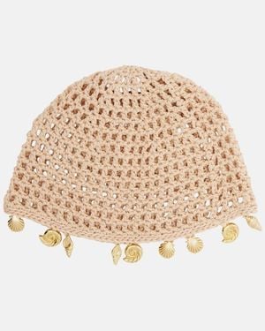 Oséree Embellished Crochet Cotton Hat - Natural