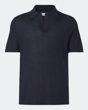 Gabriela Hearst Stendahal Cashmere And Silk Polo Shirt - Blue