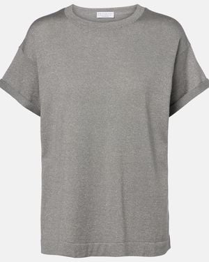 Brunello Cucinelli Cashmere And Silk-Blend T-Shirt - Grey