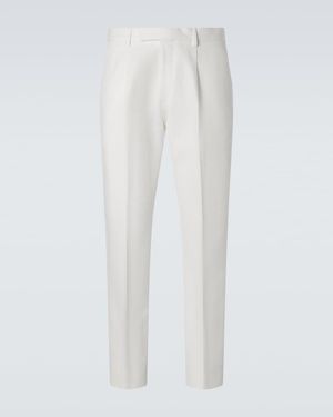 ZEGNA Cotton And Linen Straight Trousers - White
