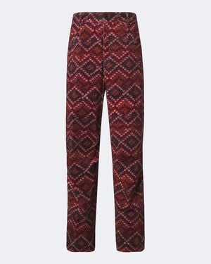 Dries Van Noten Printed Cotton Corduroy Straight Pants - Red