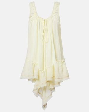 The Attico Ruffled Cotton Minidress - White