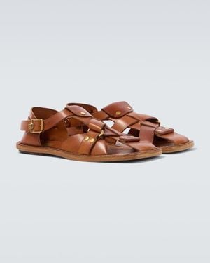 Versace Sandales Pecheur Souvenir En Cuir - Marron