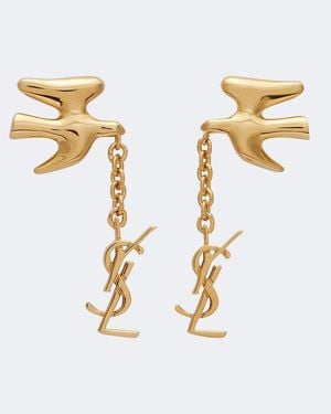 Saint Laurent Cassandre Brass Earrings - Metallic