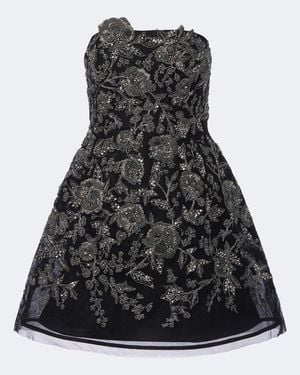 Carolina Herrera Floral Embellished Bustier Dress - Black