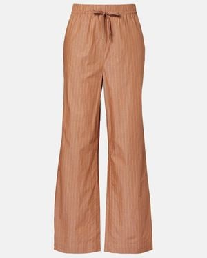 Varley Rowan Pinstripe Cotton Straight Pants - Brown