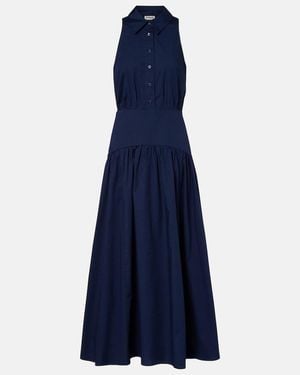 STAUD Romy Cotton Midi Dress - Blue