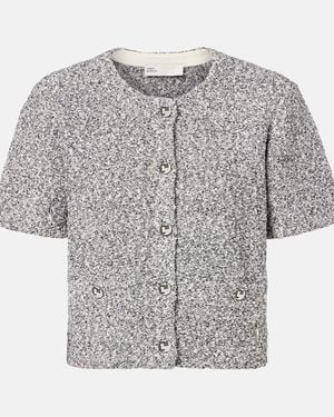 Tory Burch Cropped Tweed Top - Gray