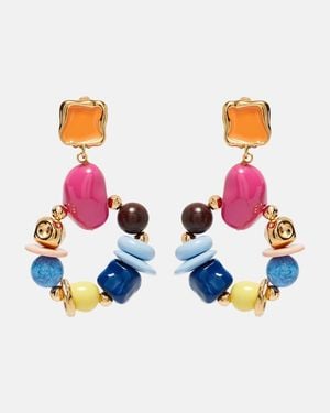 Oscar de la Renta Seaglass Beaded Clip-On Earrings - Blue
