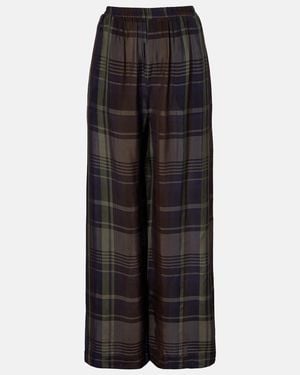 Frankie Shop Baxter Checked Wide-Leg Pants - Black