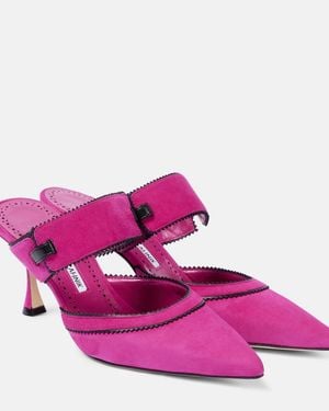 Manolo Blahnik Brontiamusa 70 Suede Mules - Pink