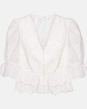 FRAME The Deco Broderie Anglaise Cotton Blouse - White