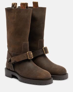 Burberry Soft Saddle Suede Knee-High Boots - Brown