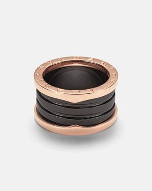BVLGARI Anillo B.Zero1 De Oro Rosa De 18 Ct Y Ceramica - Negro