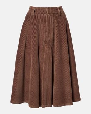 Brunello Cucinelli Midirock Monili Aus Baumwoll-Cord - Braun