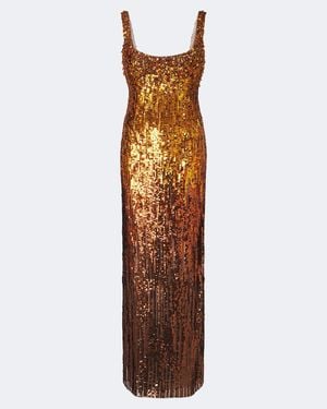 Jenny Packham Rosalie Embellished Sequined Gown - Brown