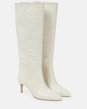 Paris Texas 105mm Embossed Leather Knee-high Boots - White