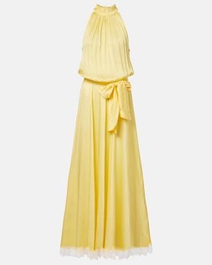 Poupette Nina Halterneck Satin Maxi Dress - Yellow