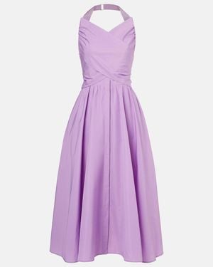 Patou Gathered Faille Midi Dress - Purple