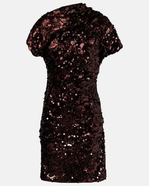 Ganni Sequined Asymmetric Minidress - Black
