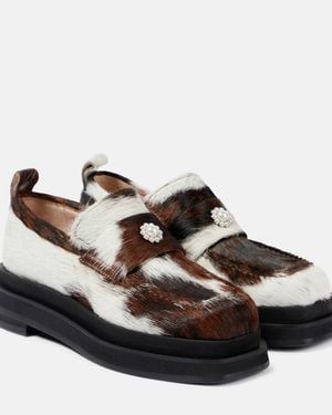 Simone Rocha Heart Toe Calf Hair Platform Loafers - Brown