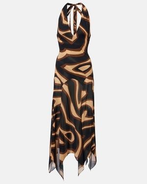 PUCCI Labirinto Muslin Jersey Midi Dress - Metallic