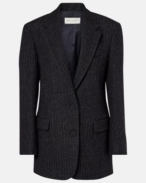 Dries Van Noten Pinstripe Wool Blazer - Black