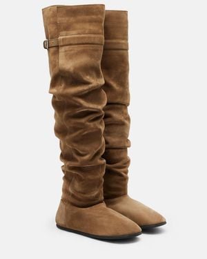 Christen Big Boot Suede Over-The-Knee Boots - Brown