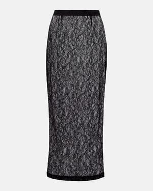 Wardrobe NYC Sheer Lace Midi Skirt - Black
