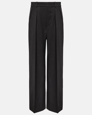Wardrobe NYC Pleated Virgin Wool Wide-Leg Trousers - Black