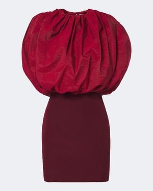 Magda Butrym Vestido Corto En Mezcla De Seda Drapeado - Rojo