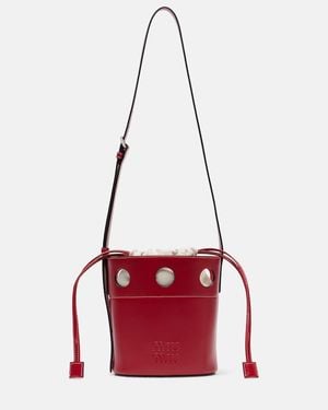 Miu Miu Cutout Leather Bucket Bag - Red