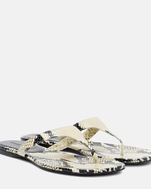 KHAITE Archer Snake-Effect Leather Thong Sandals - White