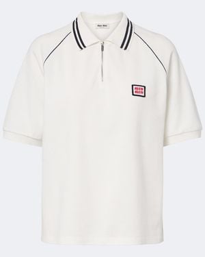 Miu Miu Cotton Pique Polo Shirt - White