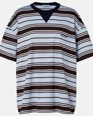Prada Striped Cotton Lisle T-Shirt - Blue
