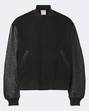Visvim Collegejacke Aus Wolle, Leinen Und Leder - Schwarz