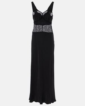 Victoria Beckham Lace-Trimmed Silk Midi Dress - Black