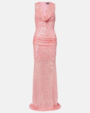 David Koma Sequined Draped Gown - Pink