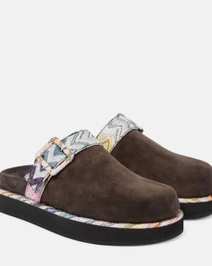 Missoni Zigzag Suede Clogs - Brown