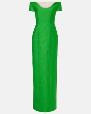 Emilia Wickstead Aislynn Strapless Floral Cloqué Gown - Green