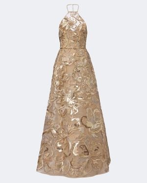 Elie Saab Sequined Halteneck Tulle Gown - Natural
